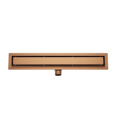 Douchegoot met flens en tegelrooster 100 x 7 cm geborsteld brons koper PVD Douchegoot met flens en tegelrooster 100 x 7 cm geborsteld brons koper PVD
