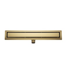 Douchegoot met flens en tegelrooster 100 x 7 cm geborsteld messing PVD Douchegoot met flens en tegelrooster 100 x 7 cm geborsteld messing PVD