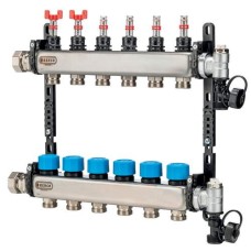Henco RVS verdeler 10-groeps incl. debietmeters Henco RVS verdeler 10-groeps incl. debietmeters