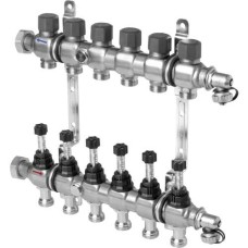 Viega Fonterra 5-groeps RVS verdeler incl. debietmeters Viega Fonterra 5-groeps RVS verdeler incl. debietmeters